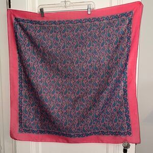 Vintage Very large pink, purple & green paisley cotton square scarf